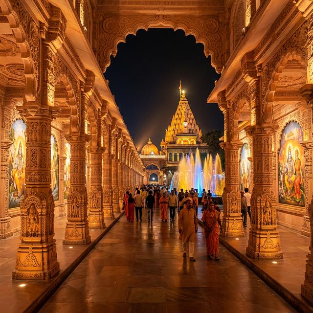 Ancient carvings inside Mahakaleshwar Temple, Madhya Pradesh
