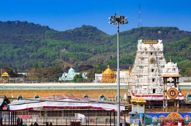 Sacred surroundings and pillars of Tirupati Balaji Temple